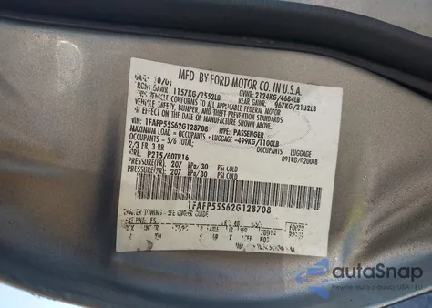 2002 Ford Taurus Ses from USA, damaged, VIN 1FAFP55S62G128708